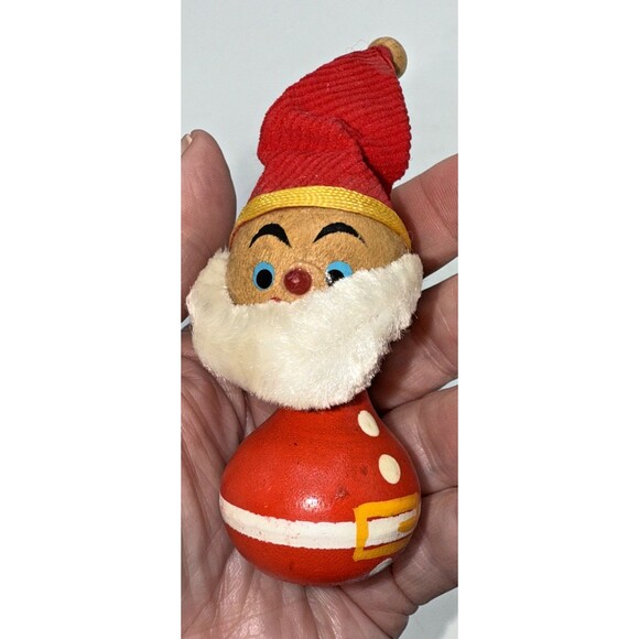 Vintage Wooden Bobble Head Fur Beard Santa Clause Card/Place Holders Set Of 4 - Picture 12 of 12